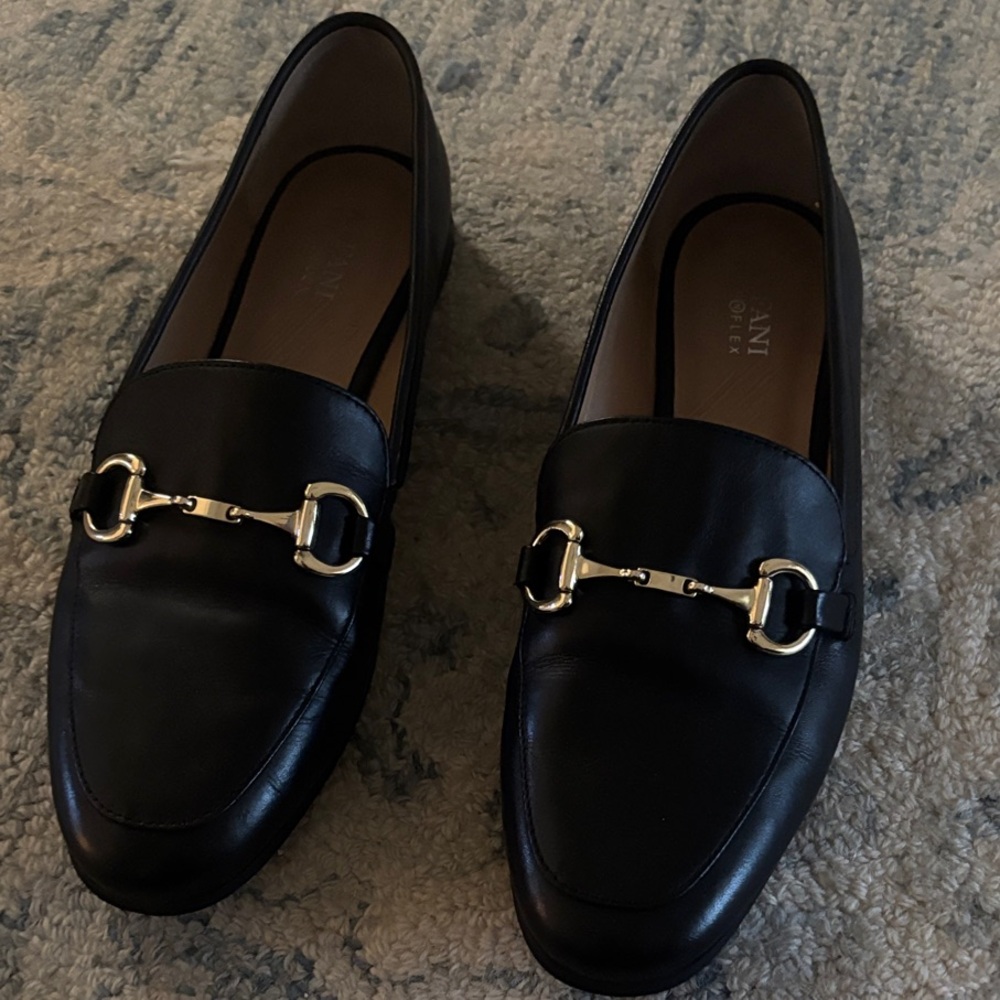 Alfani Step N Flex Black Leather Horse Bit Loafers